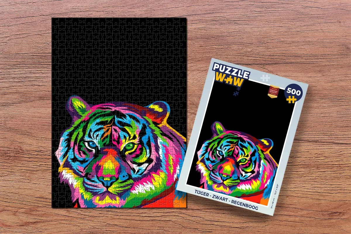 PuzzleWow Tijger Regenboog Legpuzzel 500 Stuks - Multicolor