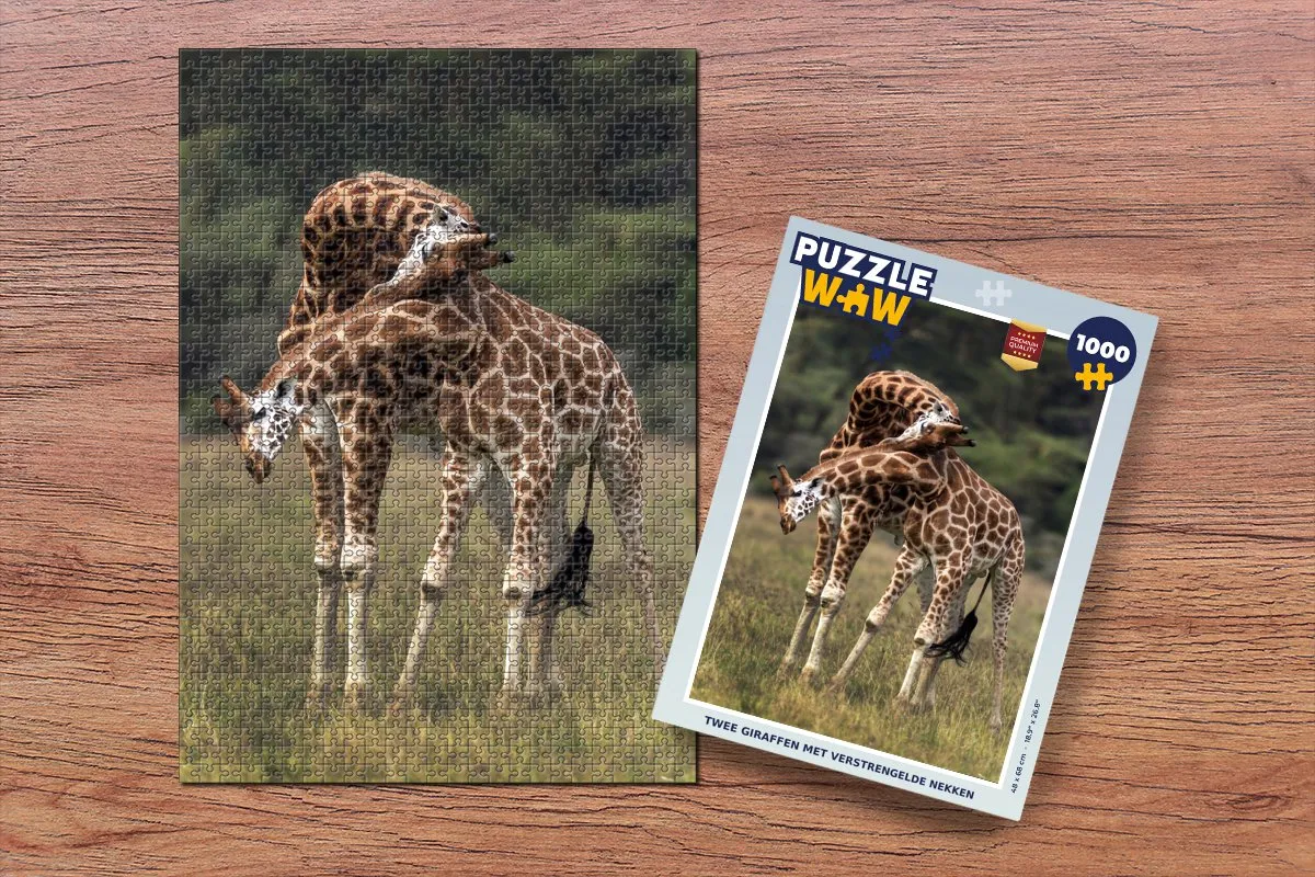 PuzzleWow Legpuzzel Twee Giraffen 1000 Stuks - Multicolor