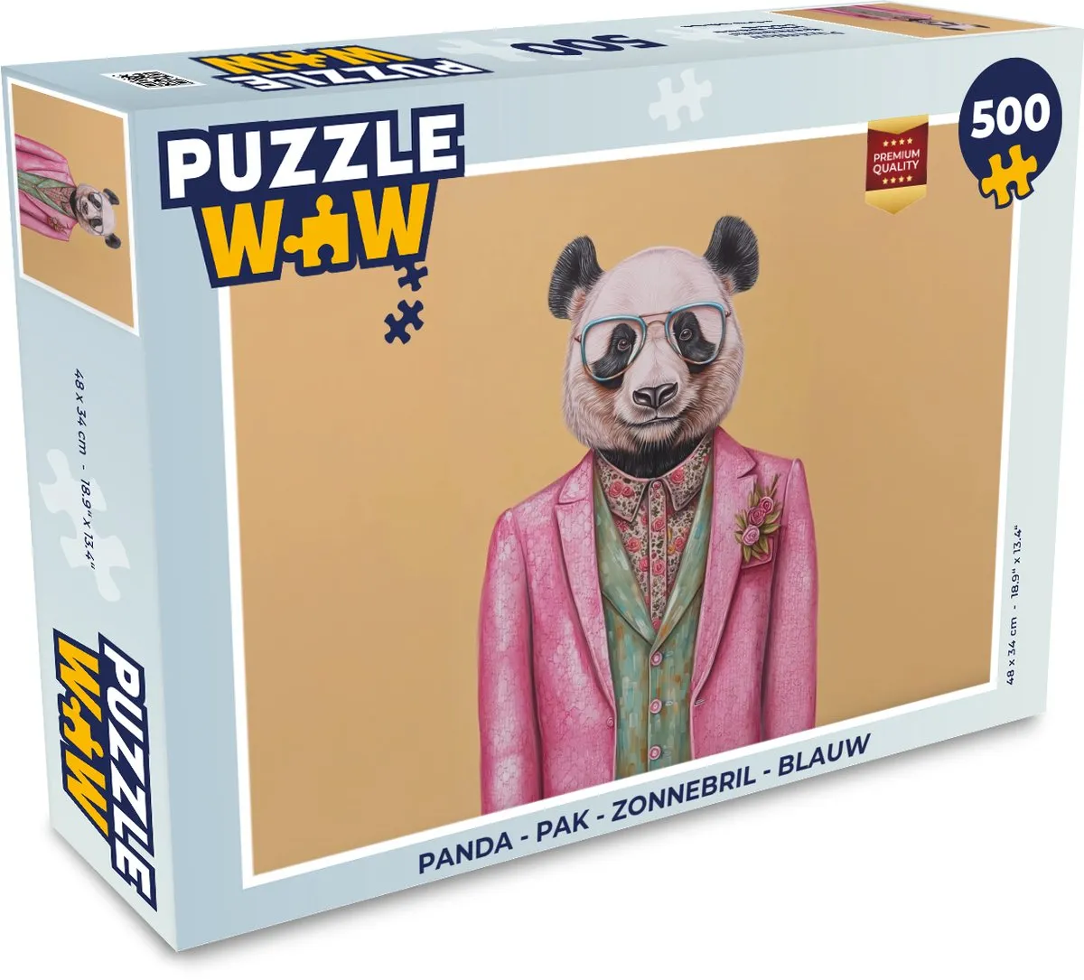 PuzzleWow Puzzel Panda Zonnebril Legpuzzel 500 Stuks