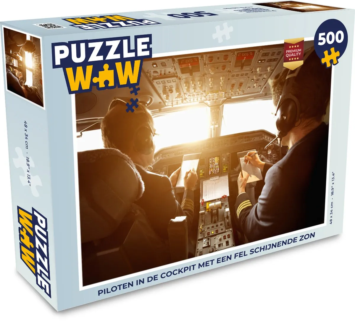 PuzzleWow Legpuzzel Piloten in de cockpit - 500 Stukjes Multicolor