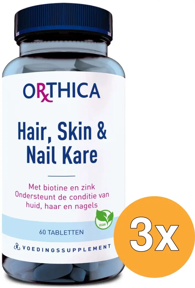 3x Orthica Hair skin & nail kare (60 tabletten)
