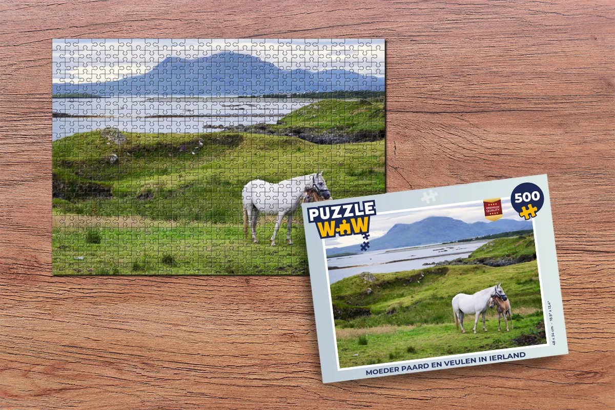 PuzzleWow Legpuzzel Moeder paard en veulen in Ierland 500 Stuks - Multicolor