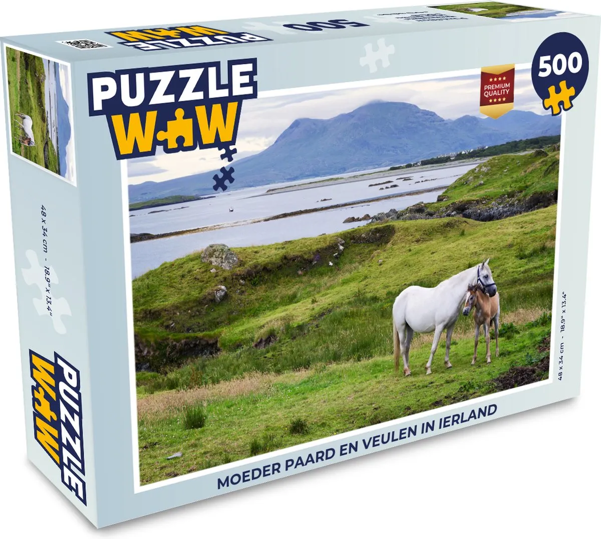 PuzzleWow Legpuzzel Moeder paard en veulen in Ierland 500 Stuks - Multicolor