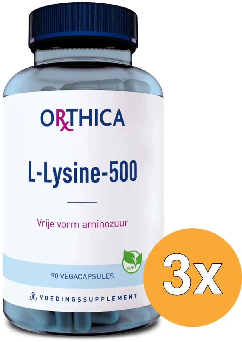 3x Orthica L-Lysine 500 (90 capsules)