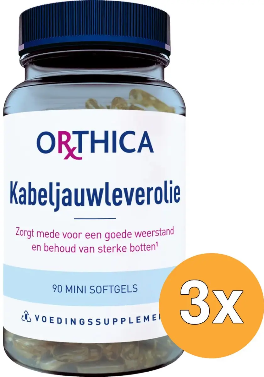 3x Orthica Kabeljauwleverolie (90 Softgels)