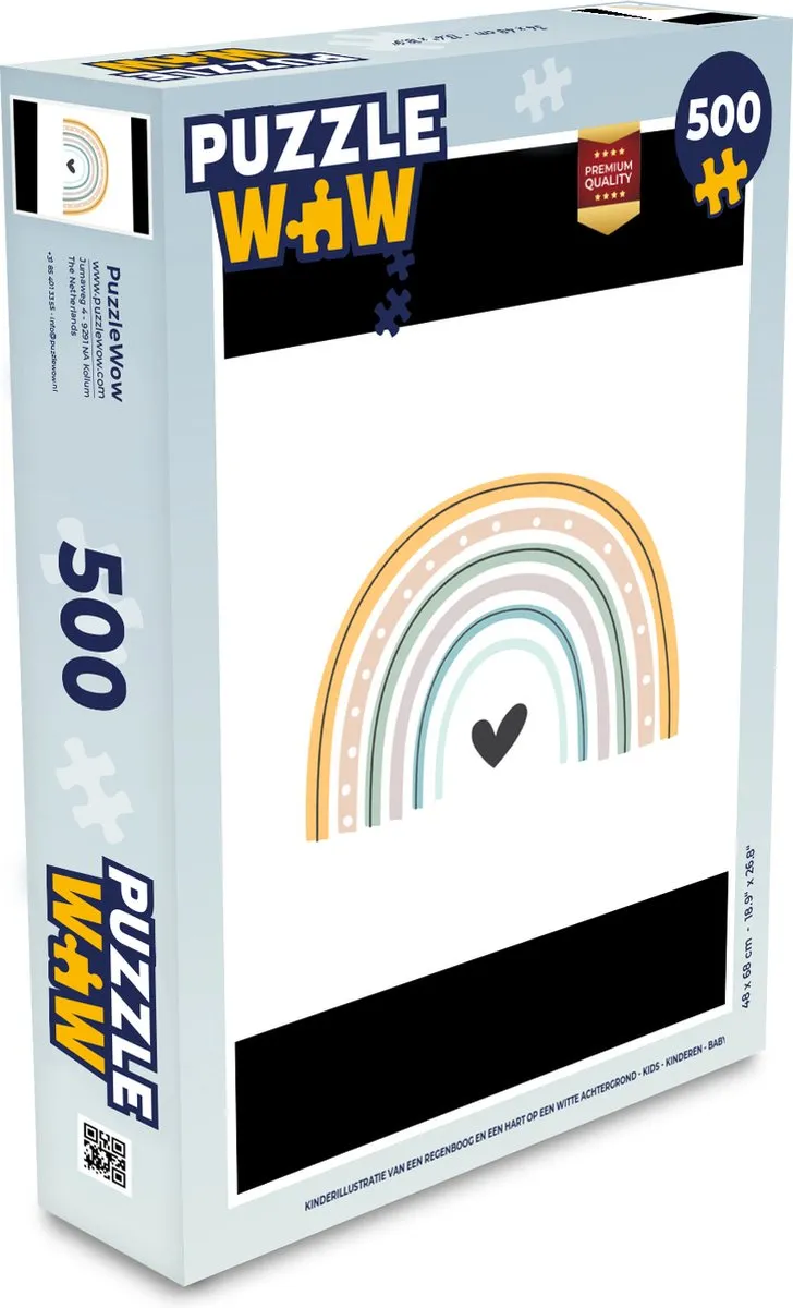 PuzzleWow Regenboog Hartje Stippen Legpuzzel 500 Stuks