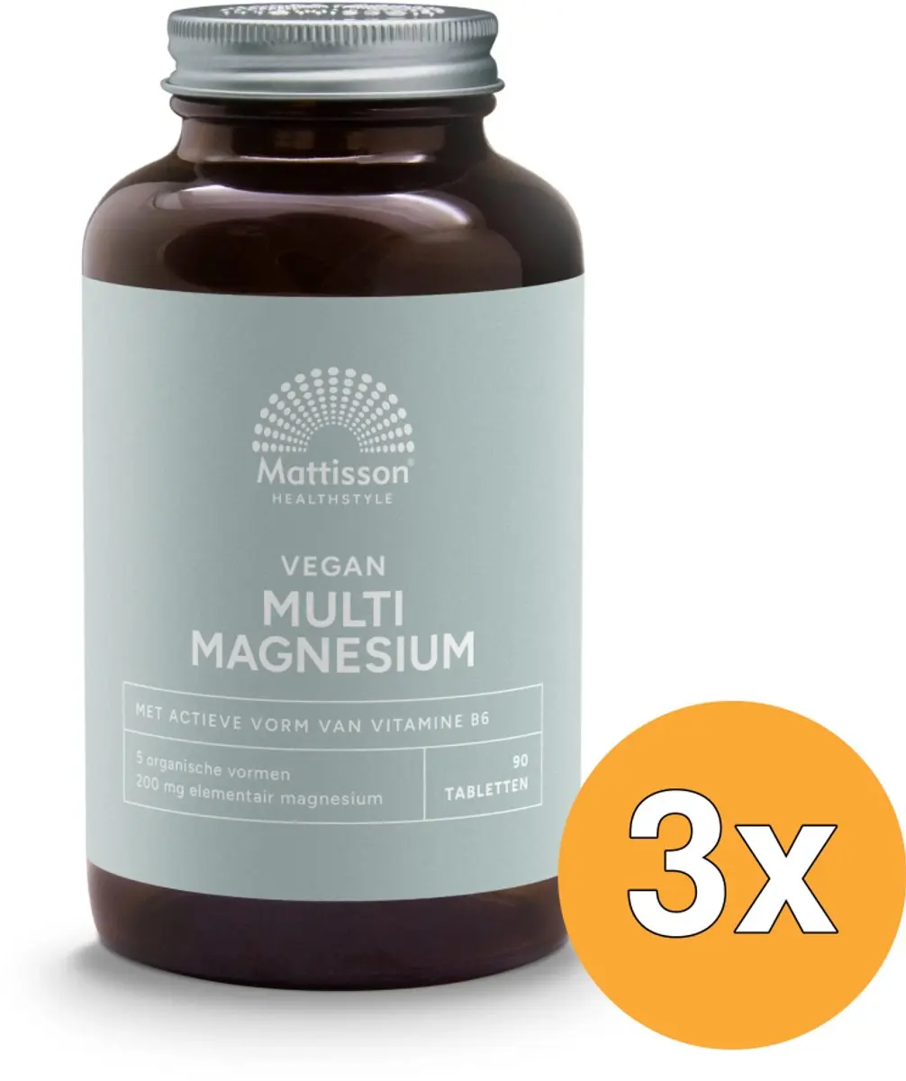 3x Mattisson Multi Magnesium Complex 200 Mg Vegan (90 tabletten)