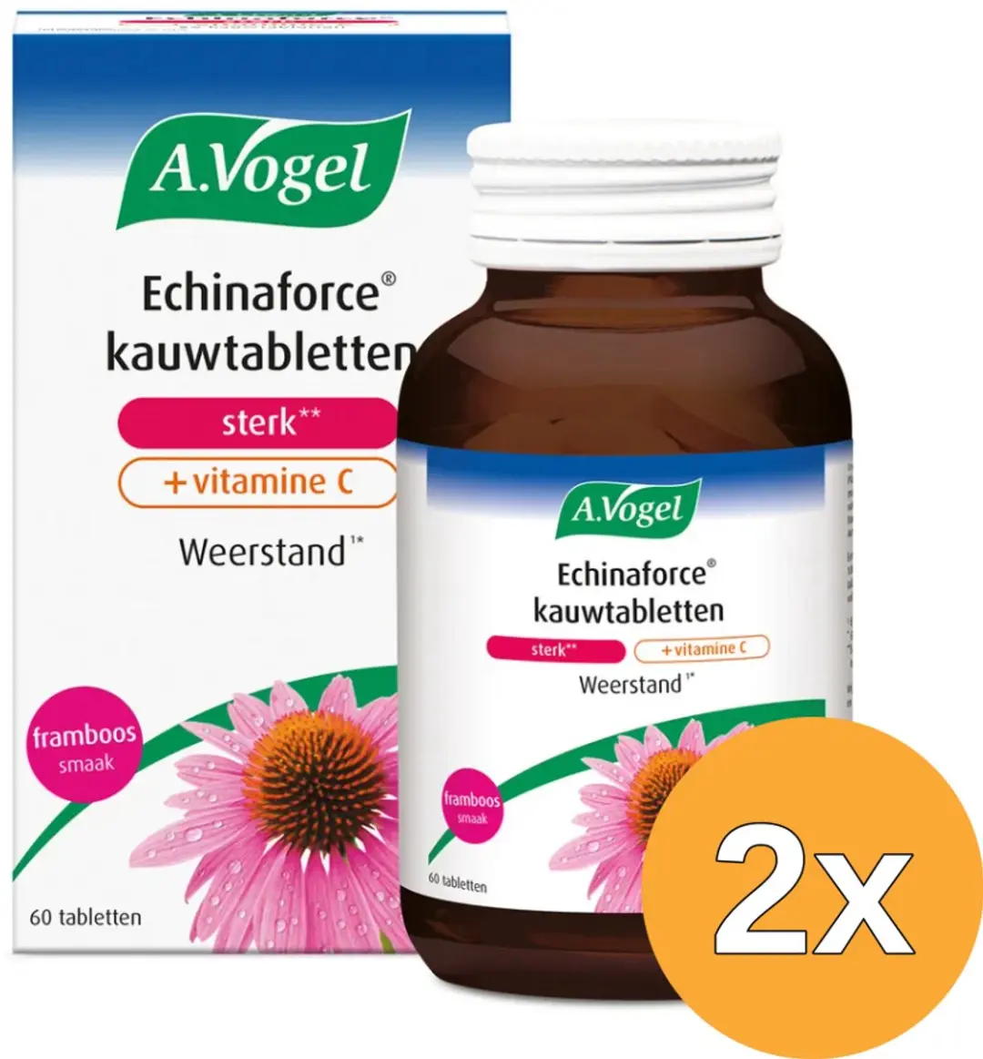 2x A.Vogel Echinaforce kauwtablet sterk + vitamine C (60 kauwtabletten)