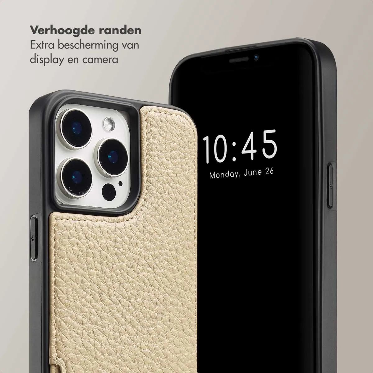 Selencia Hoesje iPhone 15 Pro Max Beige - 2 Pasjes