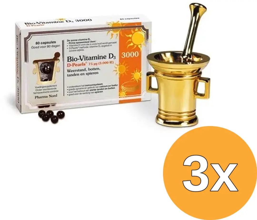 3x Pharma Nord Bio-Vitamine D3 3000IE D Pearls (80 capsules)