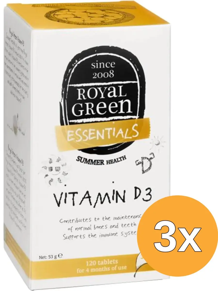 3x Royal Green Vitamine D3 (120 tabletten)
