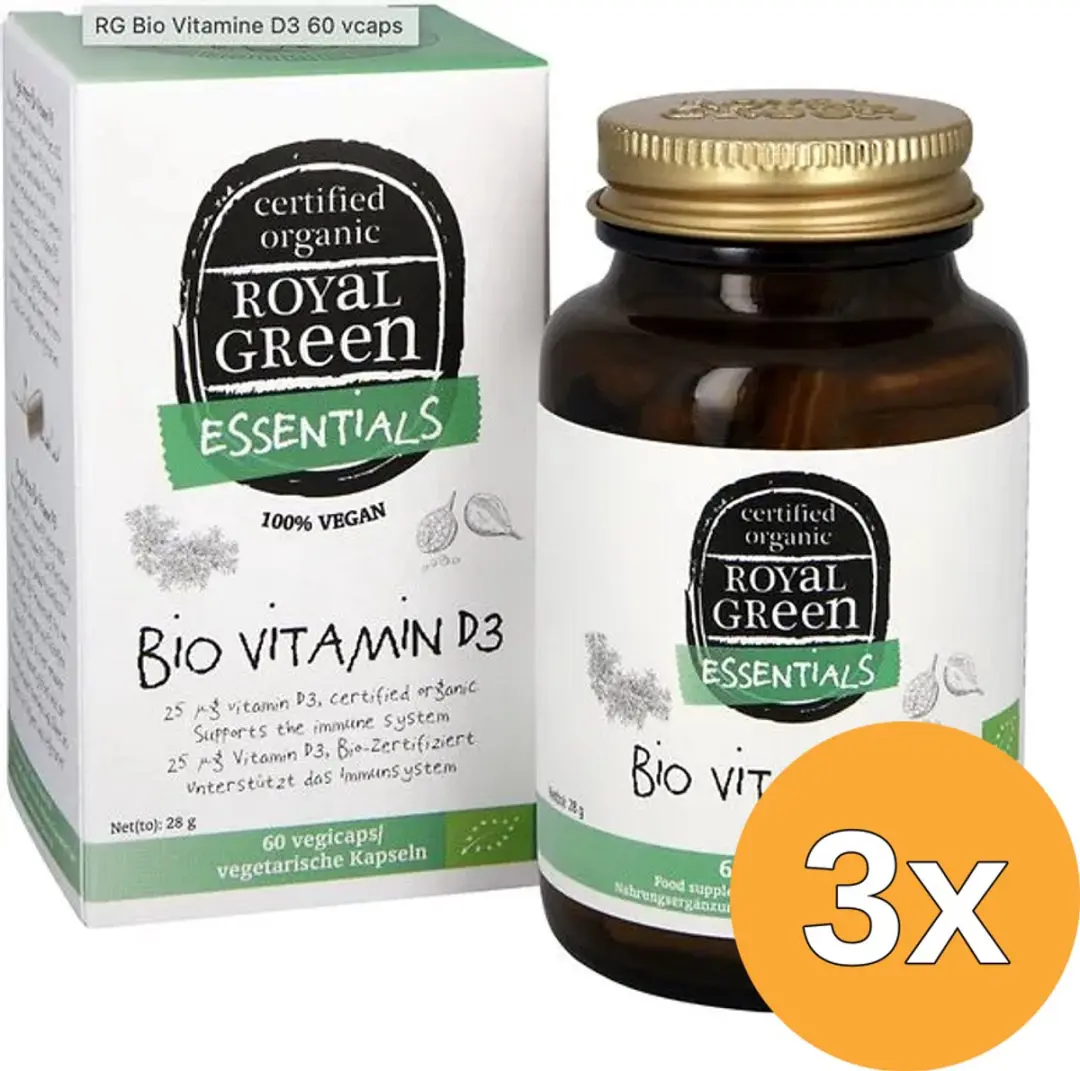 3x Royal Green Bio Vitamine D3 25mcg (60 vega capsules)