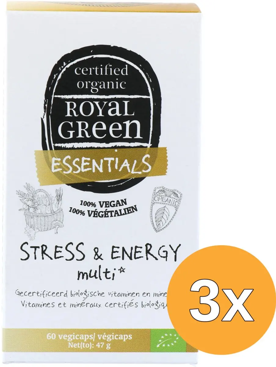 3x Royal Green Stress en Energy Multi Bio (60 vega capsules)