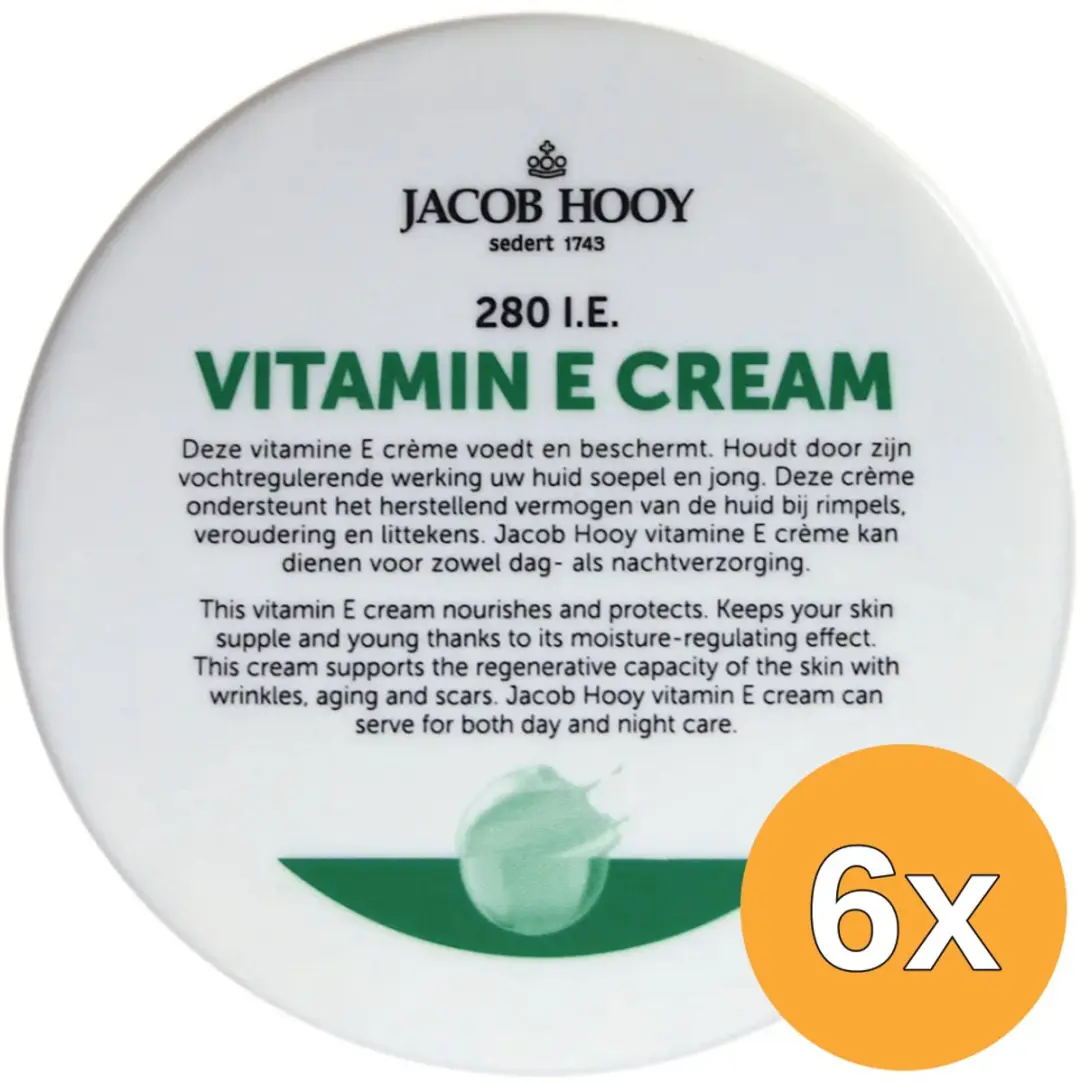 6x Jacob Hooy Vitamine E creme (140 ml)