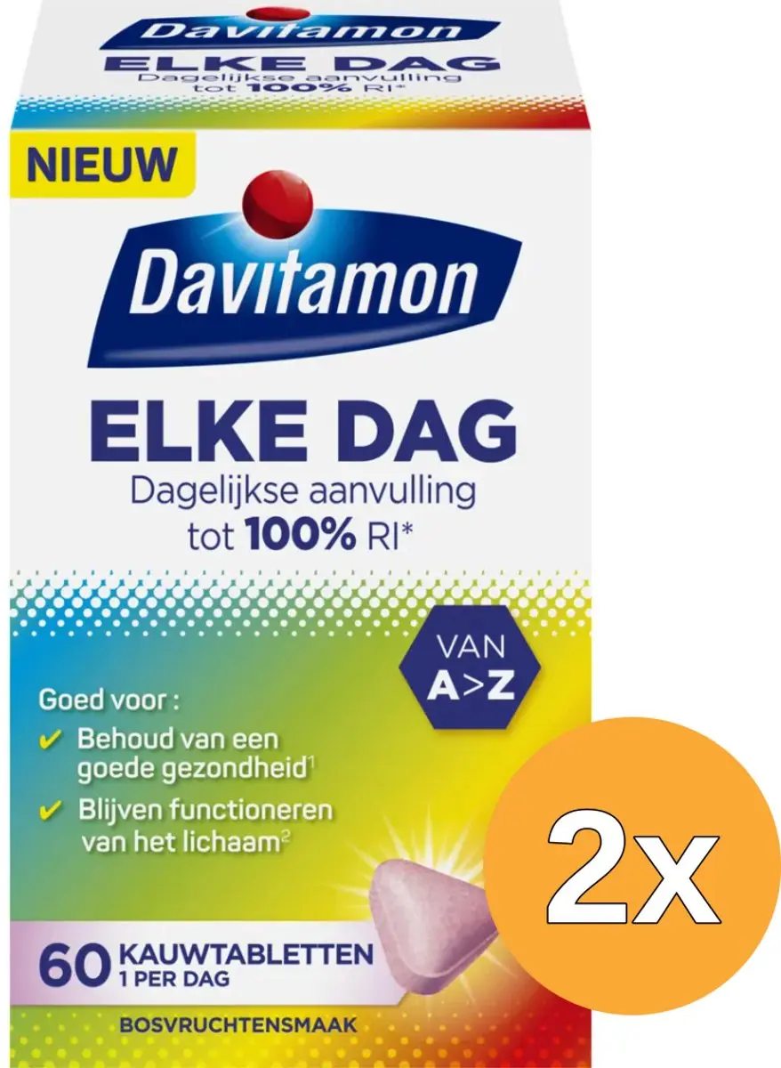2x Davitamon Elk dag (60 kauwtabletten)