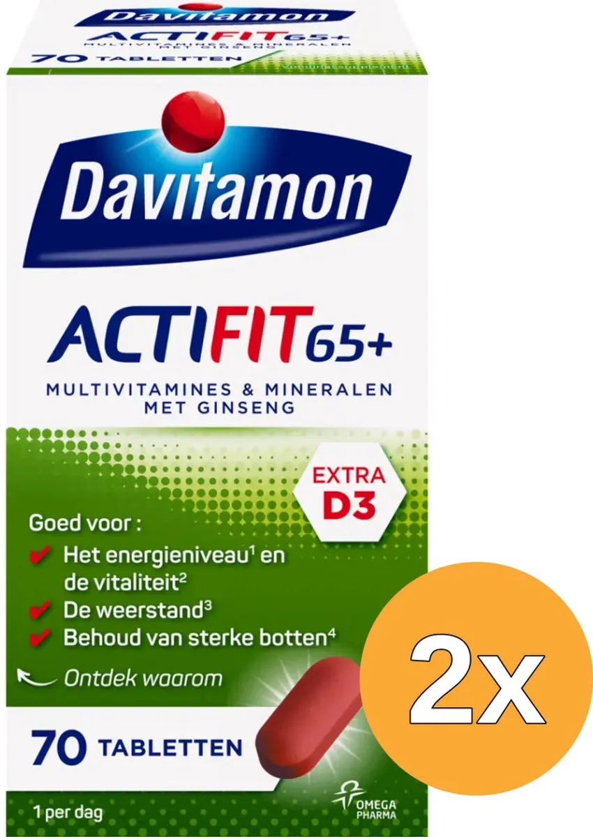 2x Davitamon Actifit 65+ (70 tabletten)