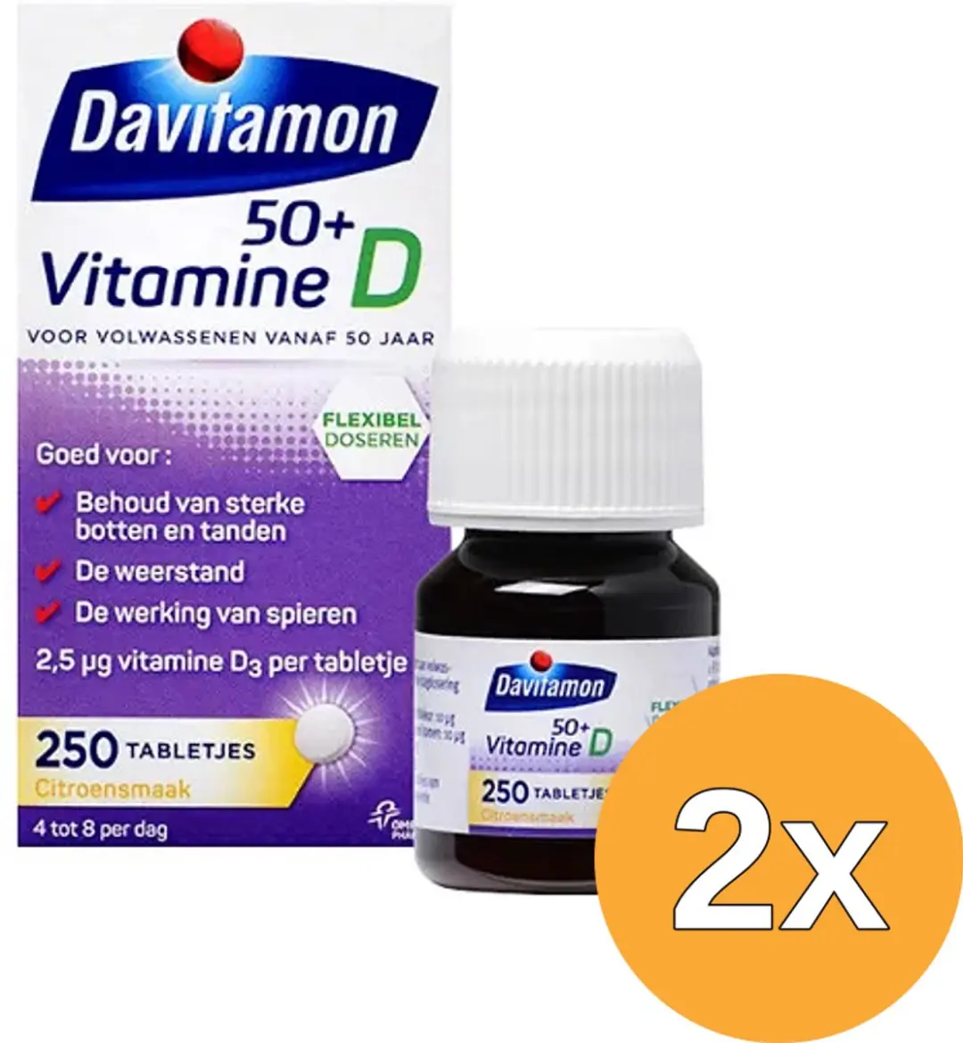 2x Davitamon Vitamine D 50+ (250 tabletten)