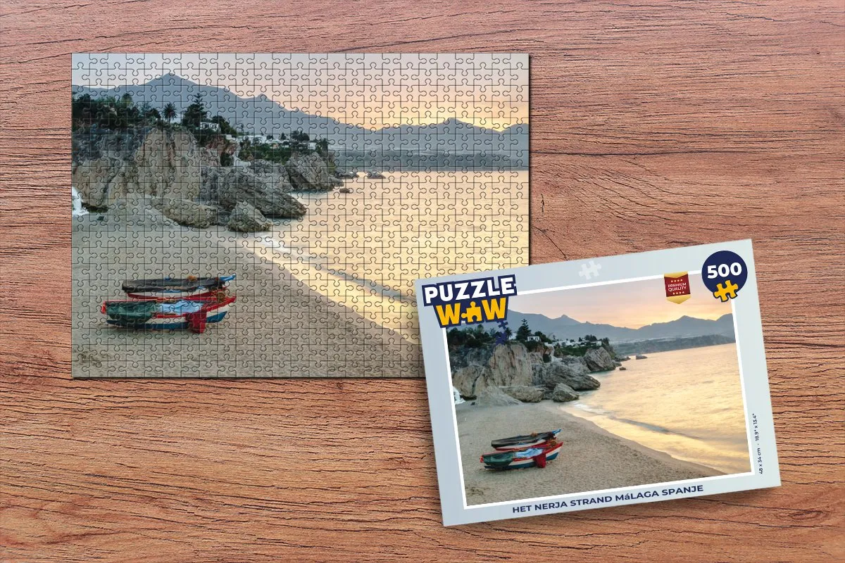 PuzzleWow Legpuzzel Nerja Strand Málaga Spanje 500 Stuks - Multicolor