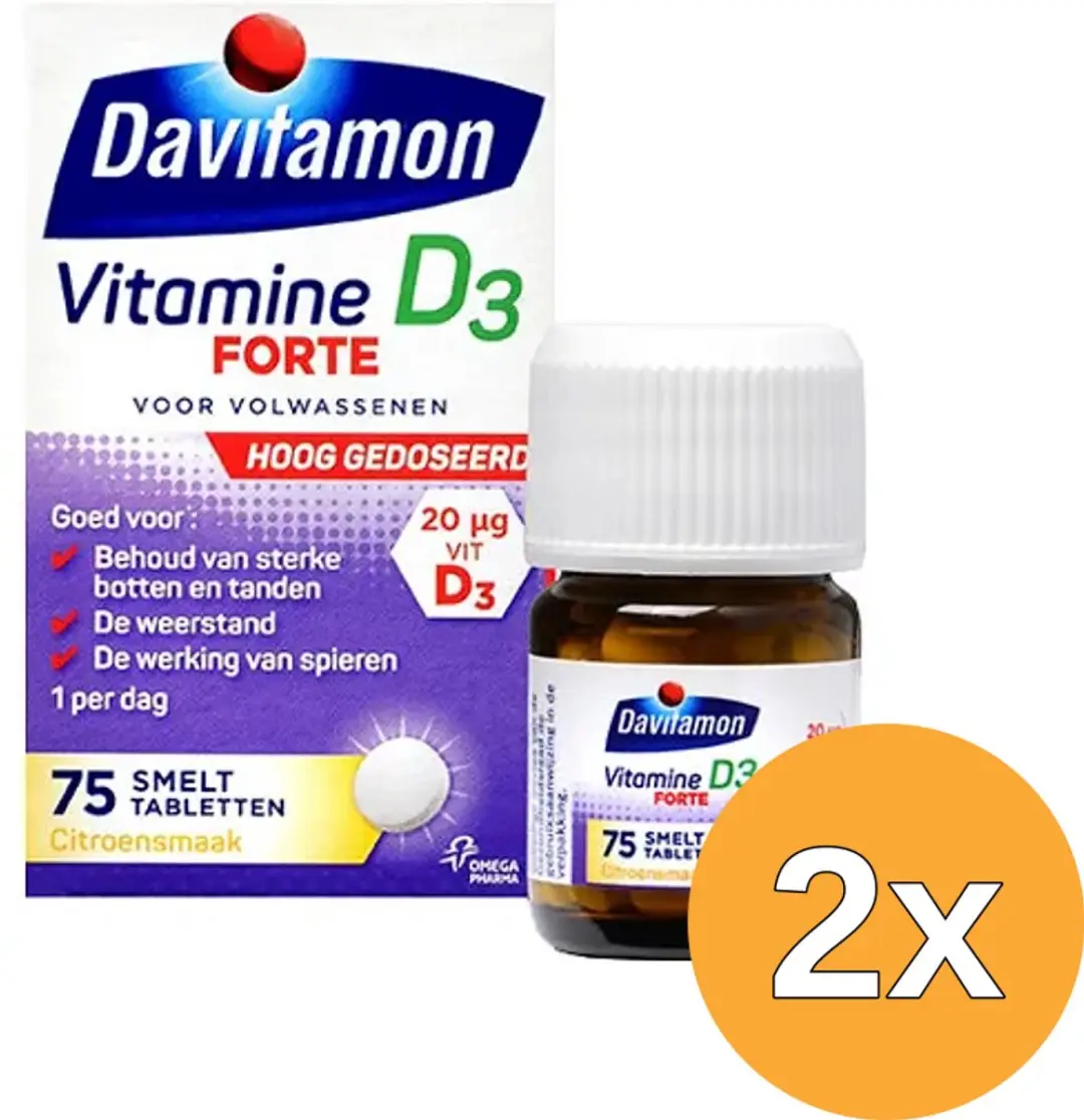 2x Davitamon D3 Forte smelttablet (75 tabletten)