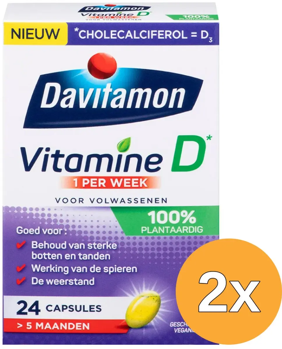 2x Davitamon Vitamine D3 Vegan (24 capsules)