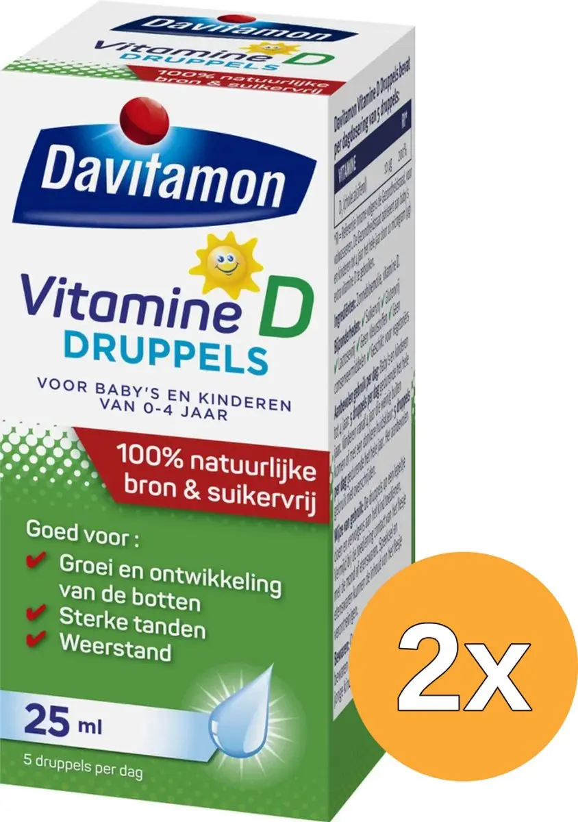 2x Davitamon Vitamine D druppels (25 ml)