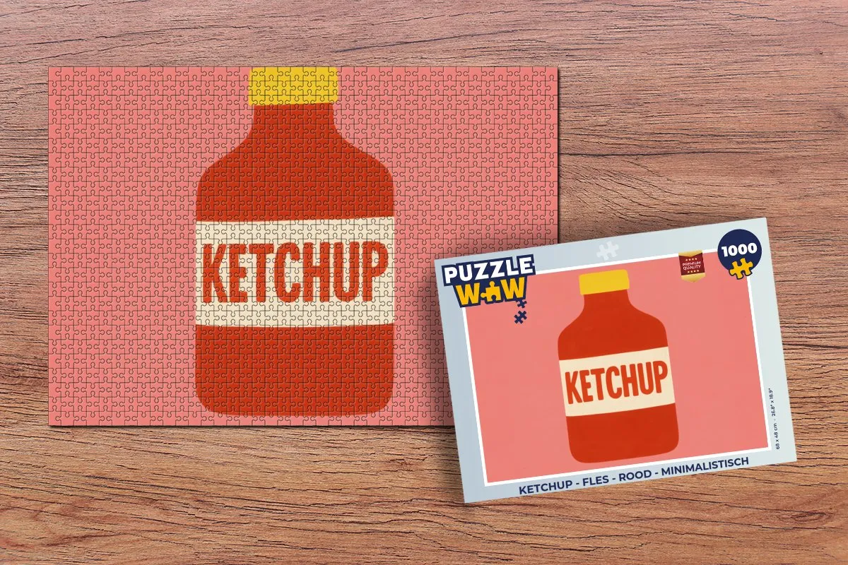PuzzleWow Ketchup Fles Legpuzzel 1000 Stuks - Rood