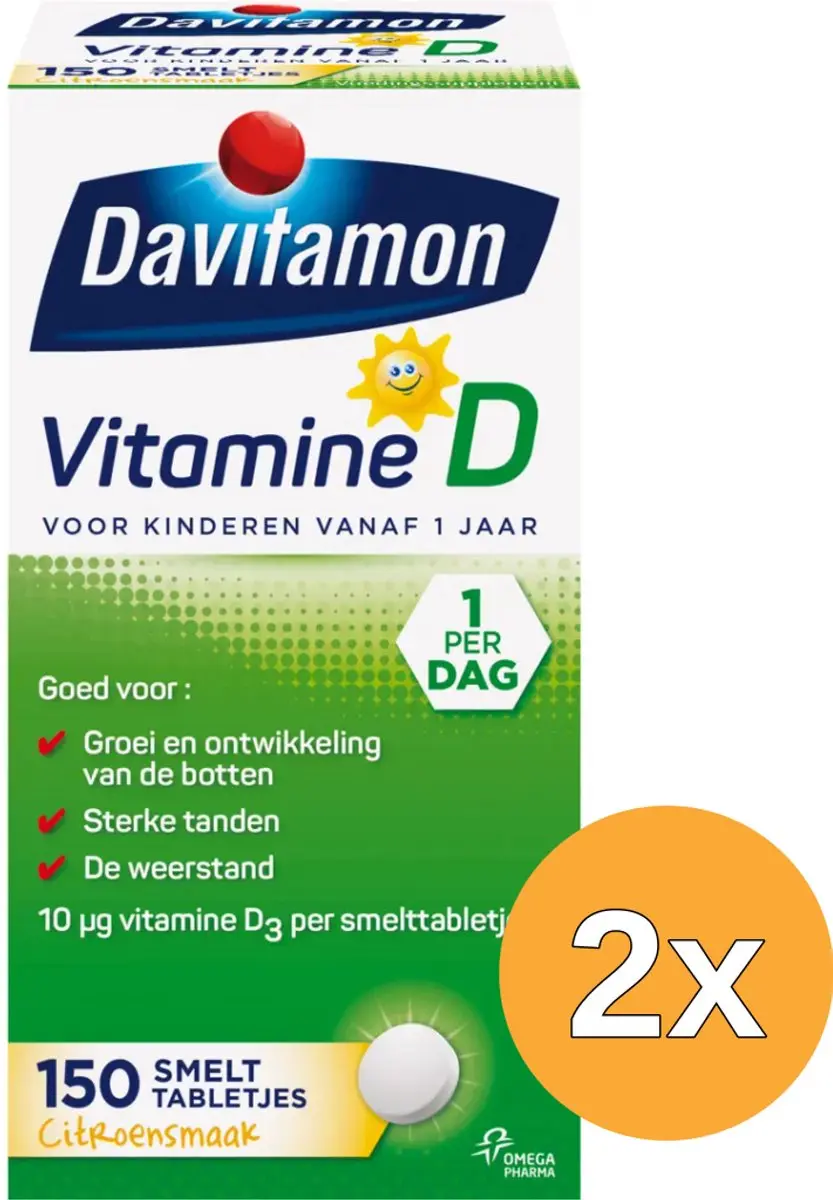 2x Davitamon D kind smelttablet (150 tabletten)