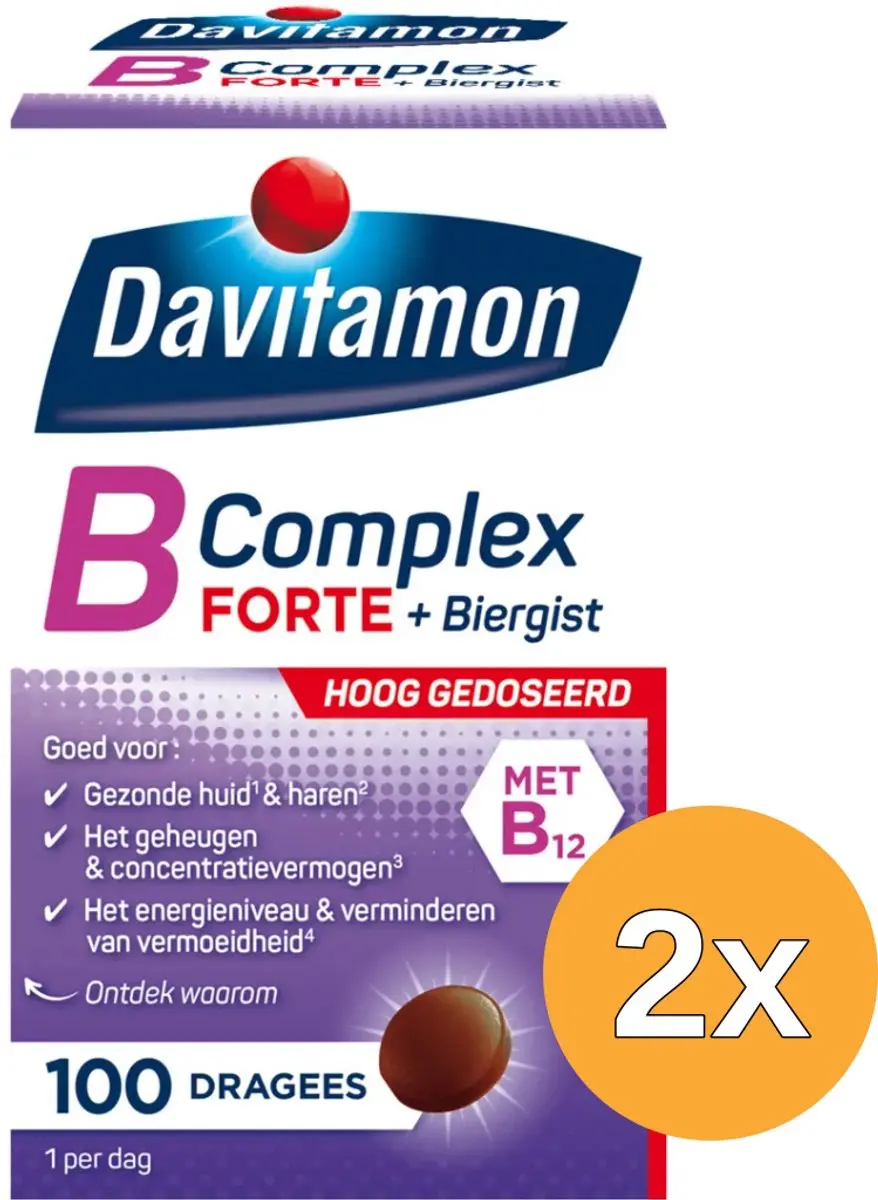 2x Davitamon Vitamine B Complex Forte (100 Dragees)
