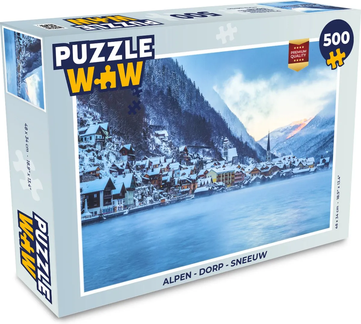 PuzzleWow Alpen Dorp Sneeuw Legpuzzel 500 Stuks