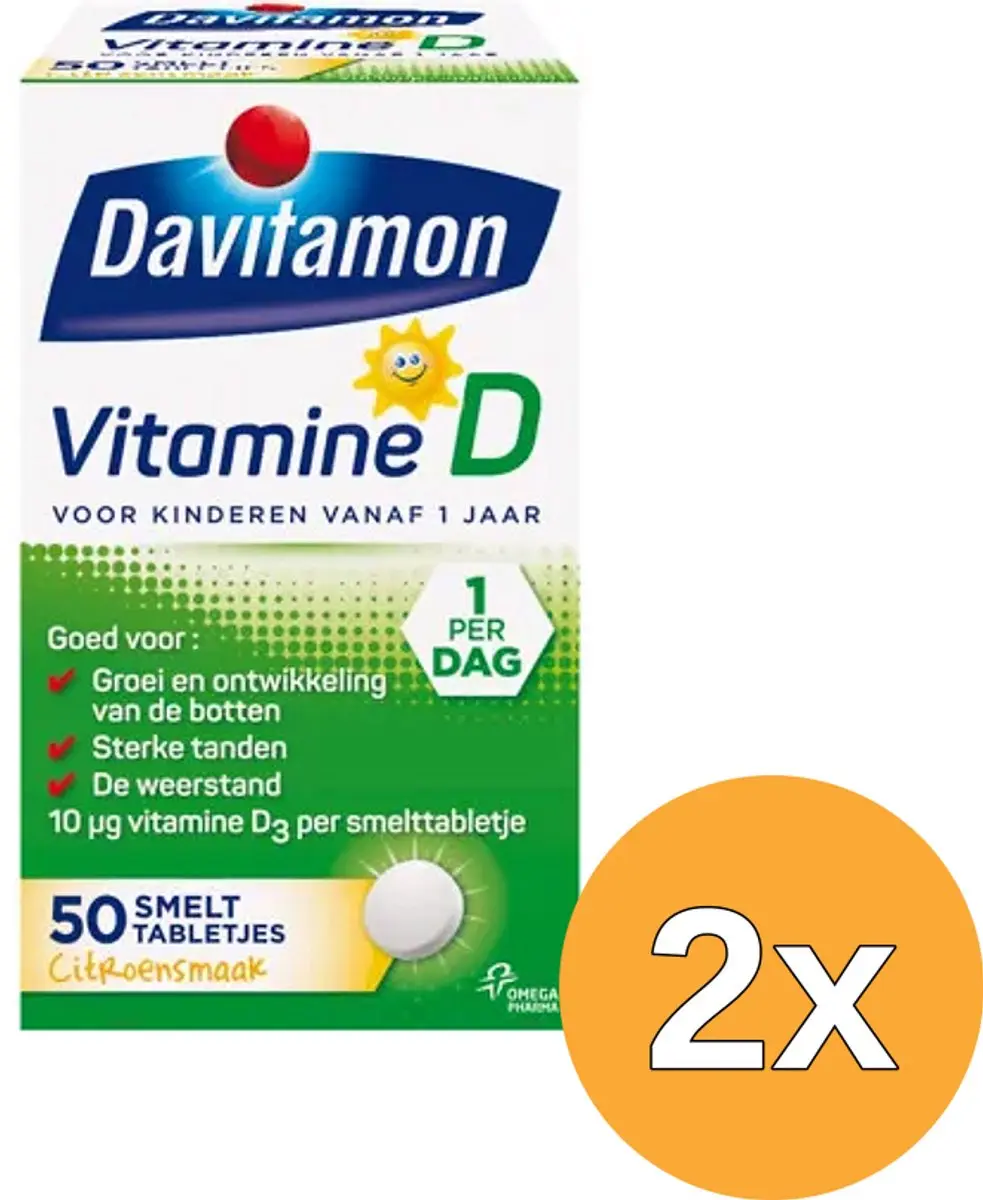 2x Davitamon D kind smelttablet (50 tabletten)