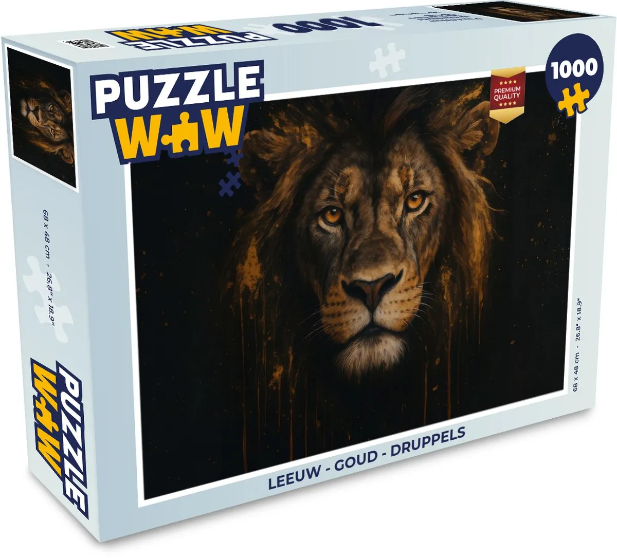 PuzzleWow Leeuw Druppels Legpuzzel 1000 Stuks - Goud