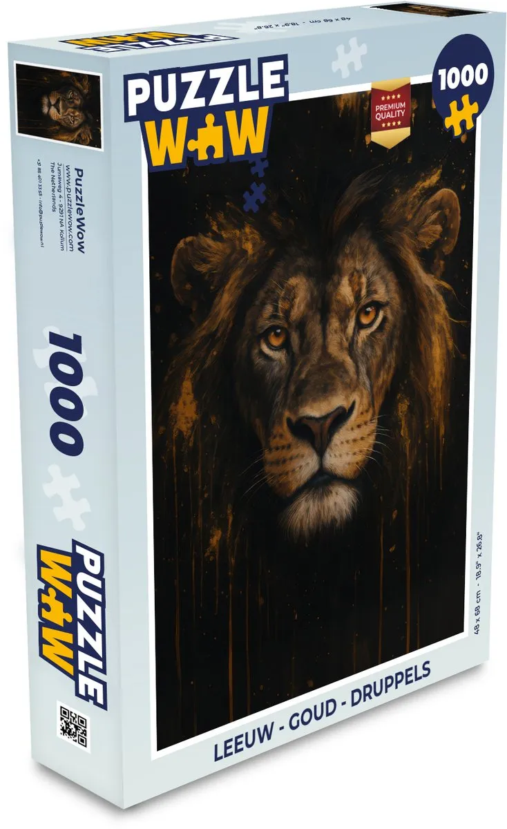 PuzzleWow Leeuw Druppels Legpuzzel 1000 Stuks - Goud