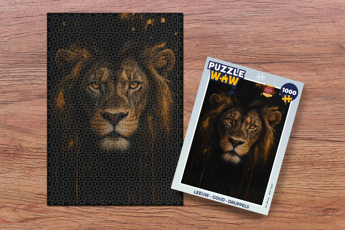 PuzzleWow Leeuw Druppels Legpuzzel 1000 Stuks - Goud