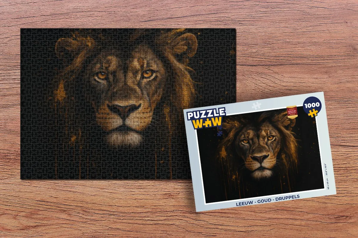 PuzzleWow Leeuw Druppels Legpuzzel 1000 Stuks - Goud