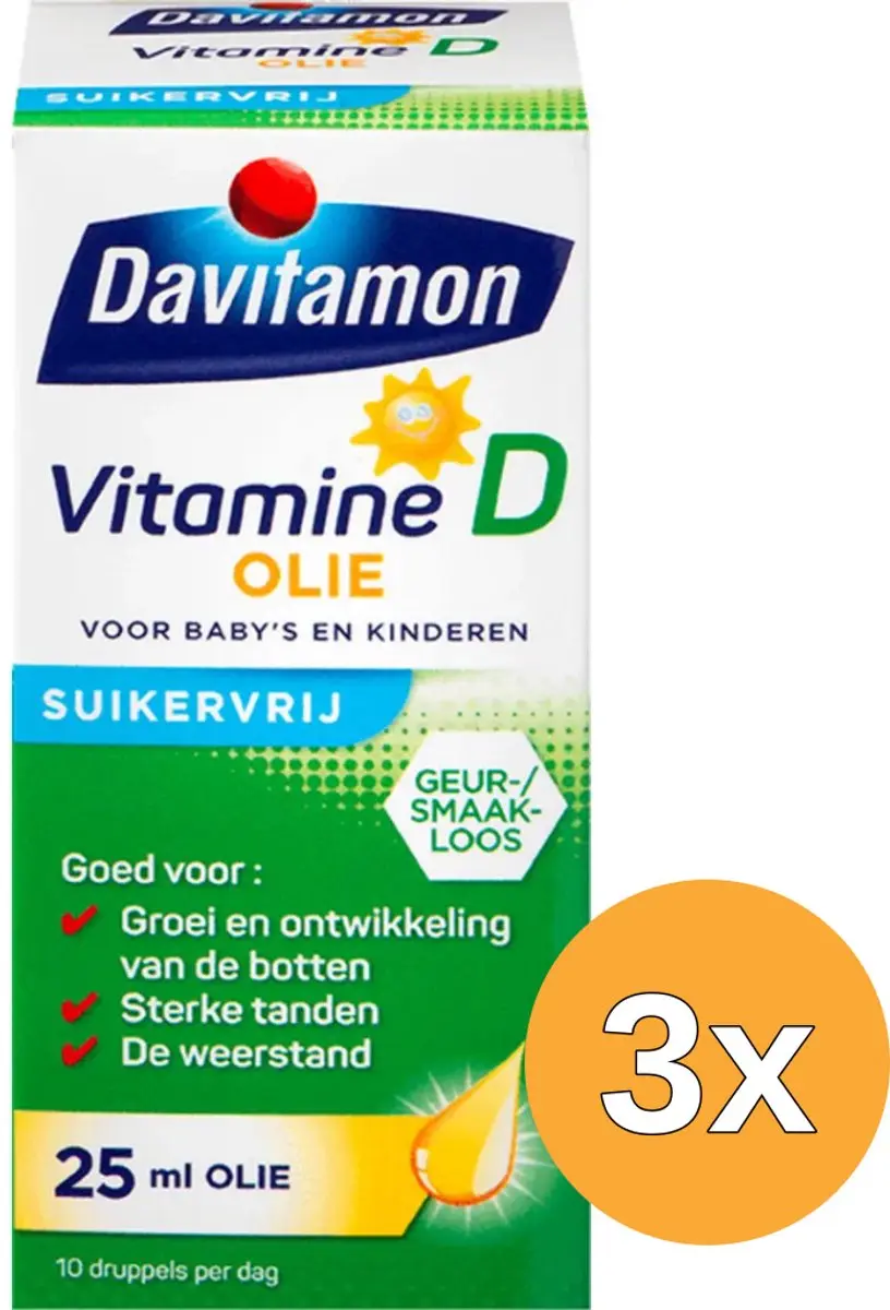 3x Davitamon Vitamine D olie (25 ml)
