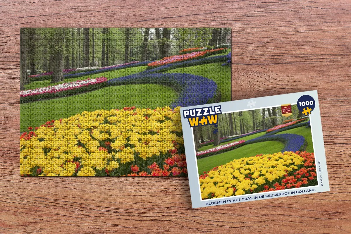 PuzzleWow Bloemen in het Gras Legpuzzel 1000 Stuks - Multicolor