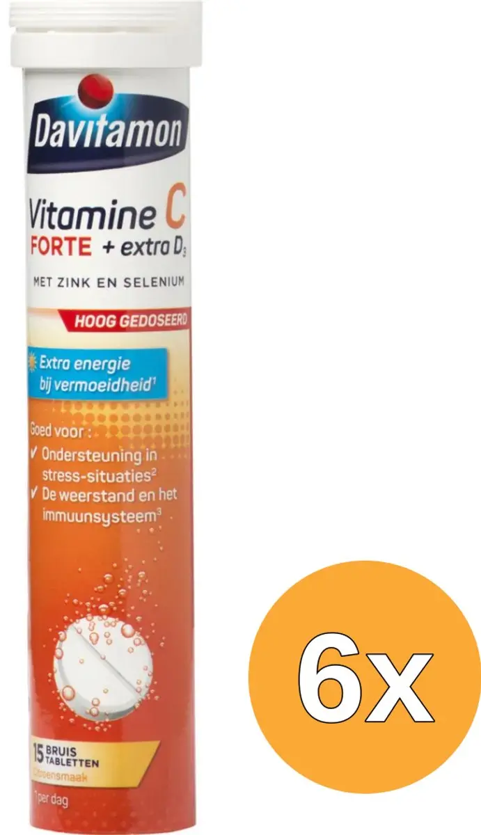 6x Davitamon Vitamine C & D3 (15 bruistabletten)