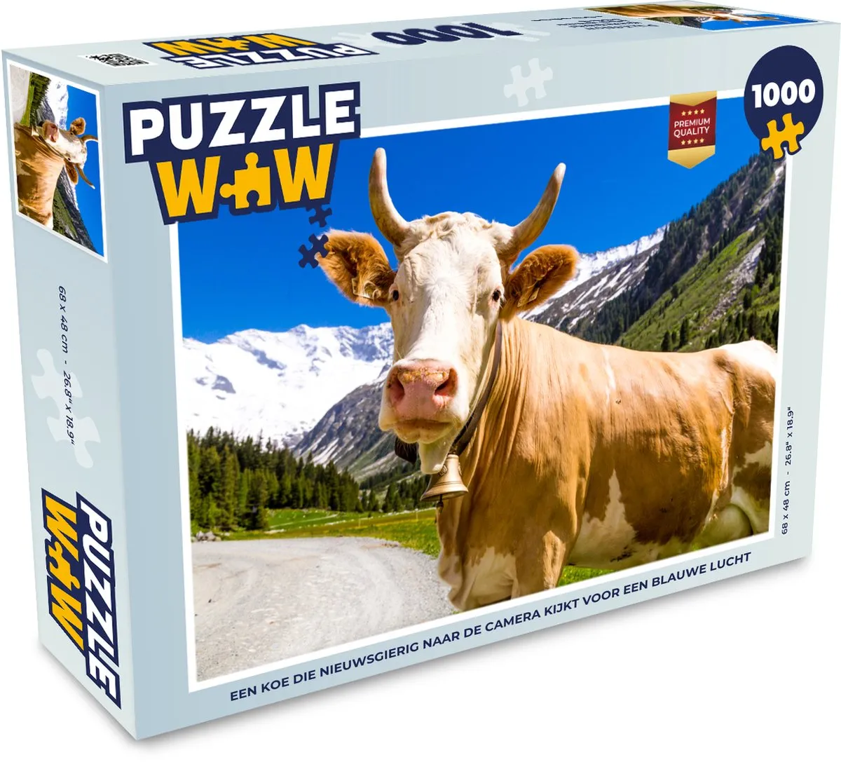 PuzzleWow Koe Sneeuw Alpen Legpuzzel 1000 Stuks