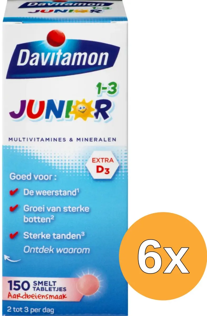 6x Davitamon Junior 1+ Smelttablet (150 tabletten)