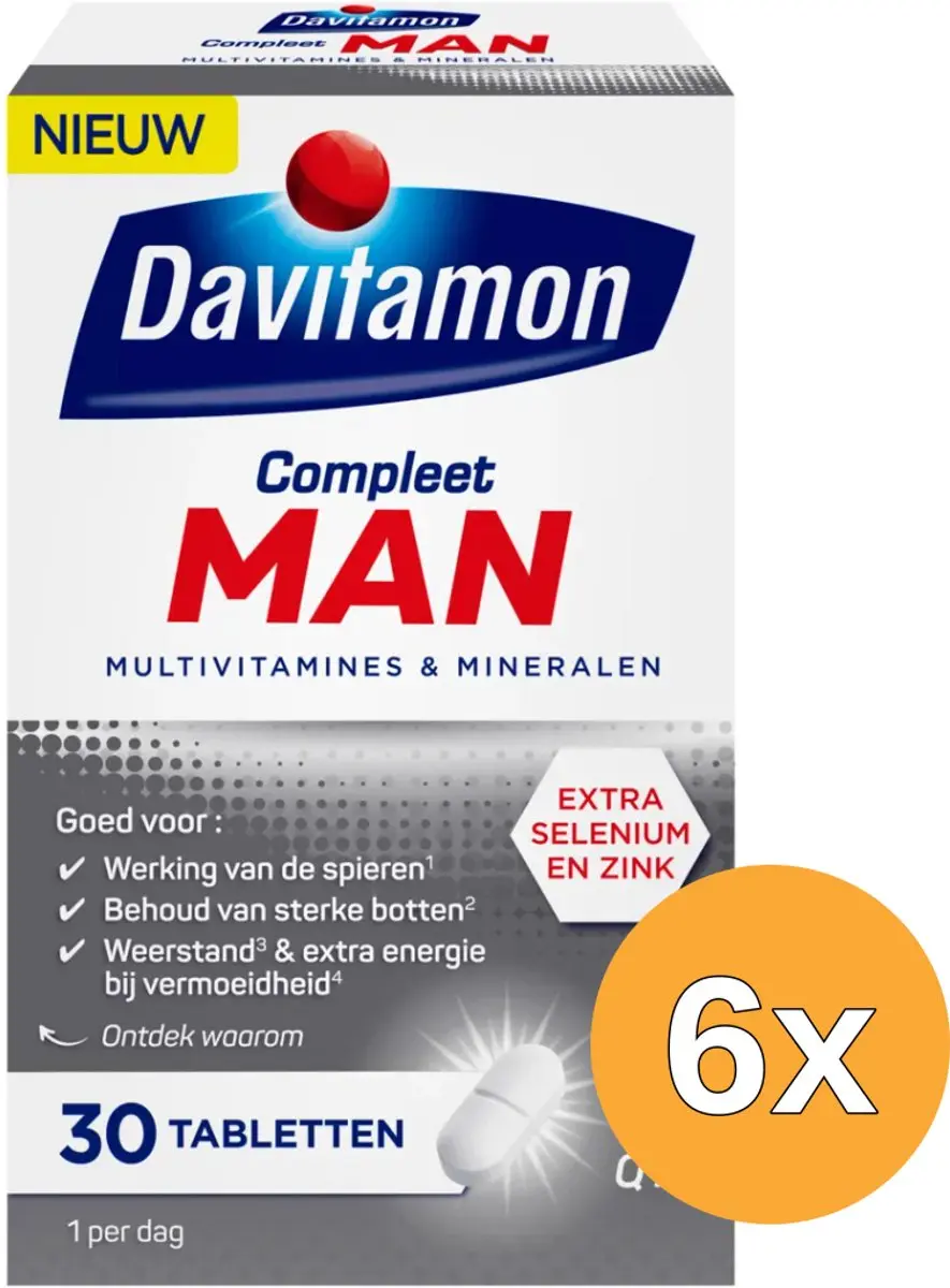6x Davitamon Compleet Man (30 tabletten)