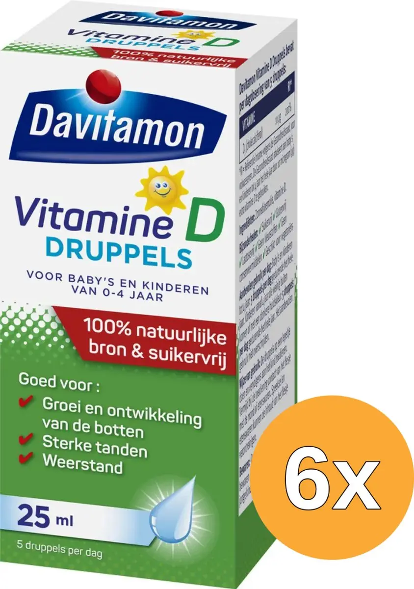 6x Davitamon Vitamine D druppels (25 ml)