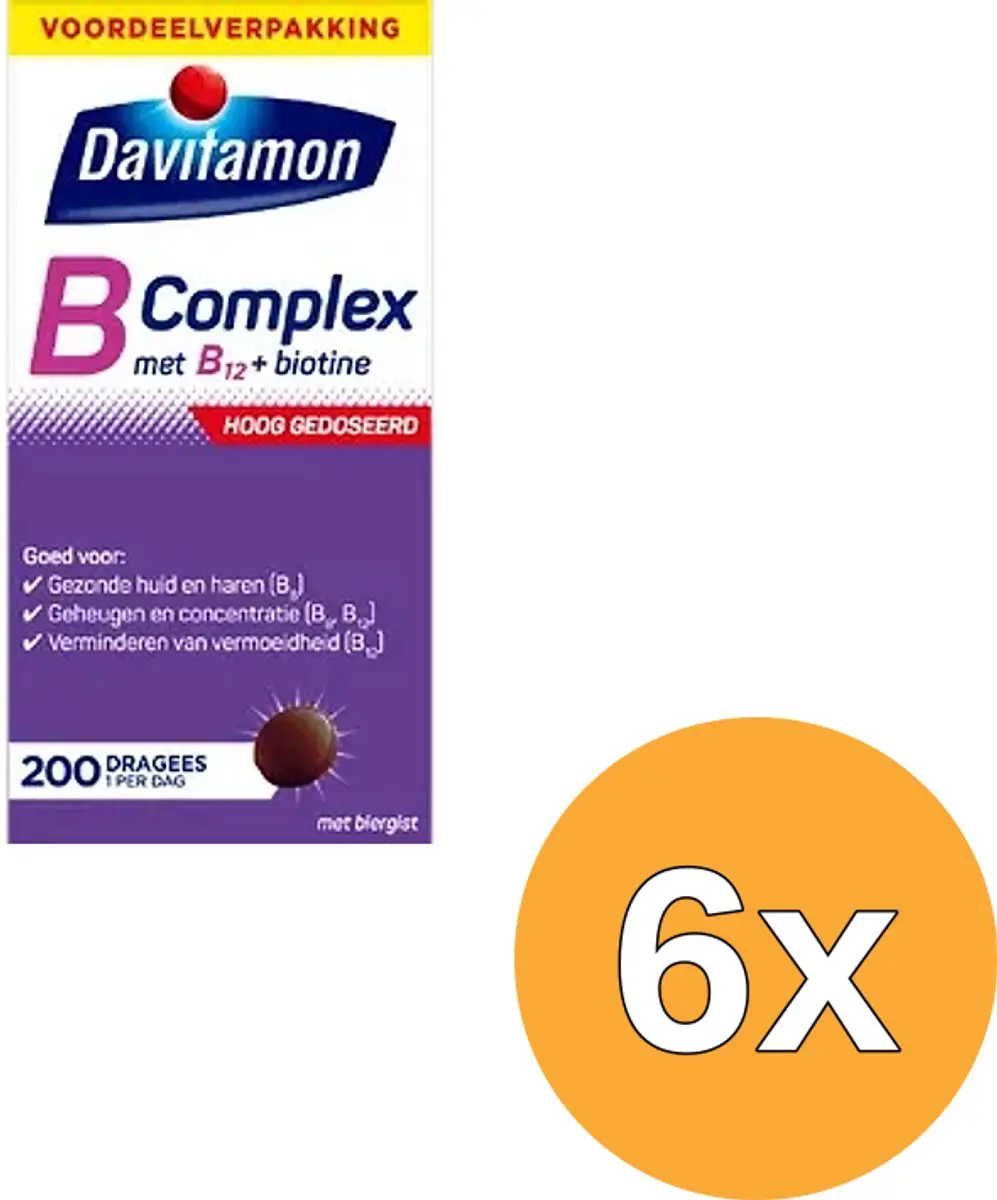 6x Davitamon Vitamine B Complex Forte (200 Stuks)