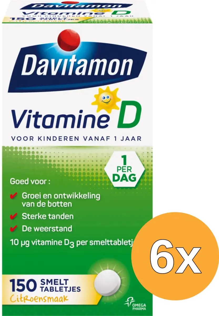 6x Davitamon D kind smelttablet (150 tabletten)