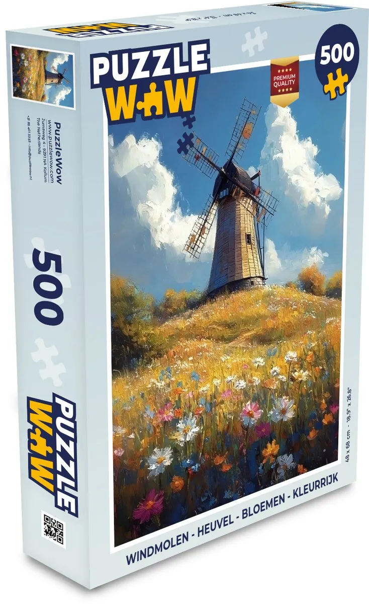 PuzzleWow Windmolen & Heuvel Legpuzzel 500 Stuks
