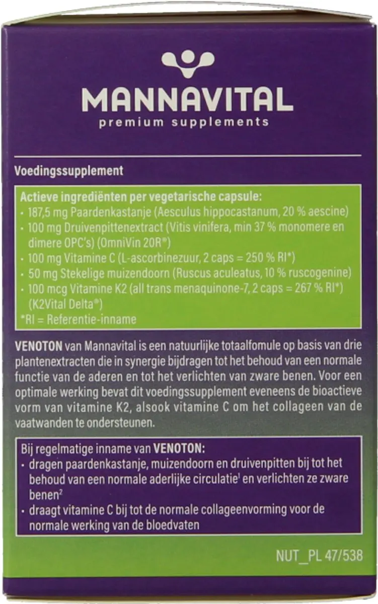 Mannavital Venoton 60 Vegetarische Capsules
