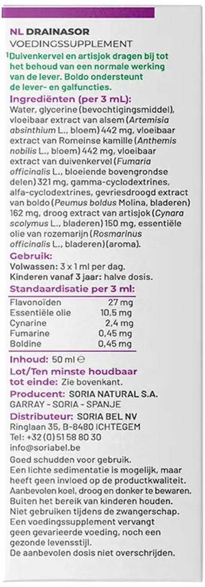 Soria Natural Drainasor Composor Druppels 50ml