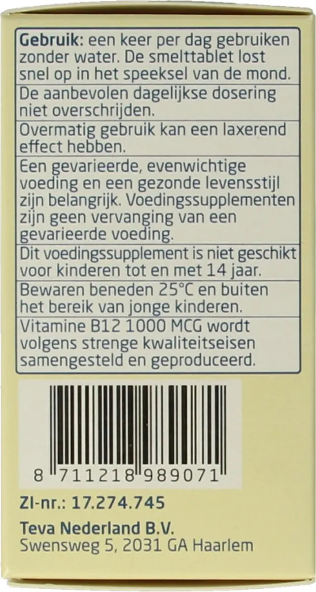 Teva Vitamine B12 1000mcg - 120 Tabletten