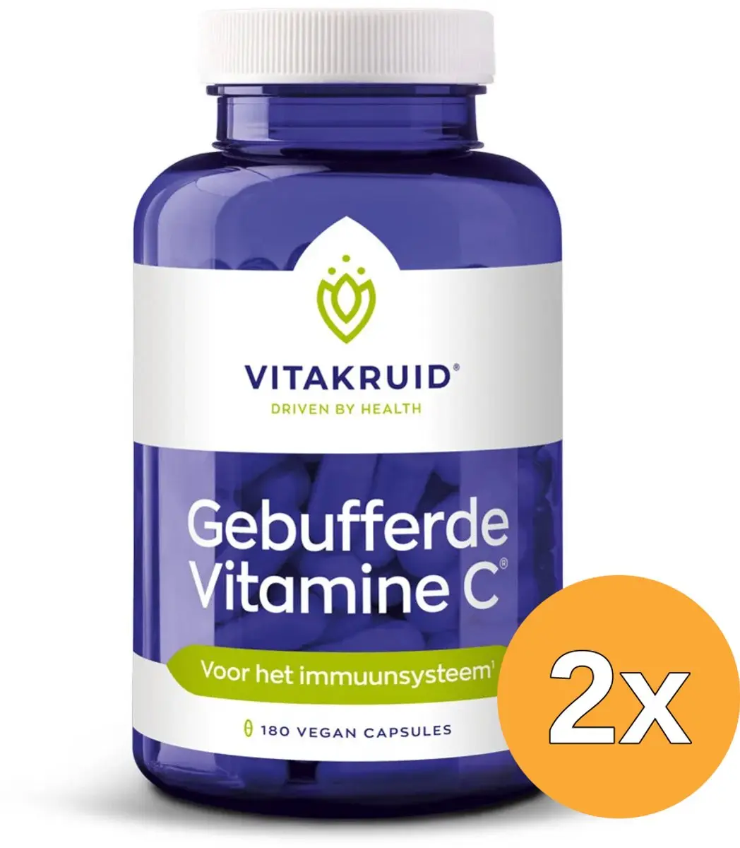 2x Vitakruid Gebufferde Vitamine C (180 vega capsules)
