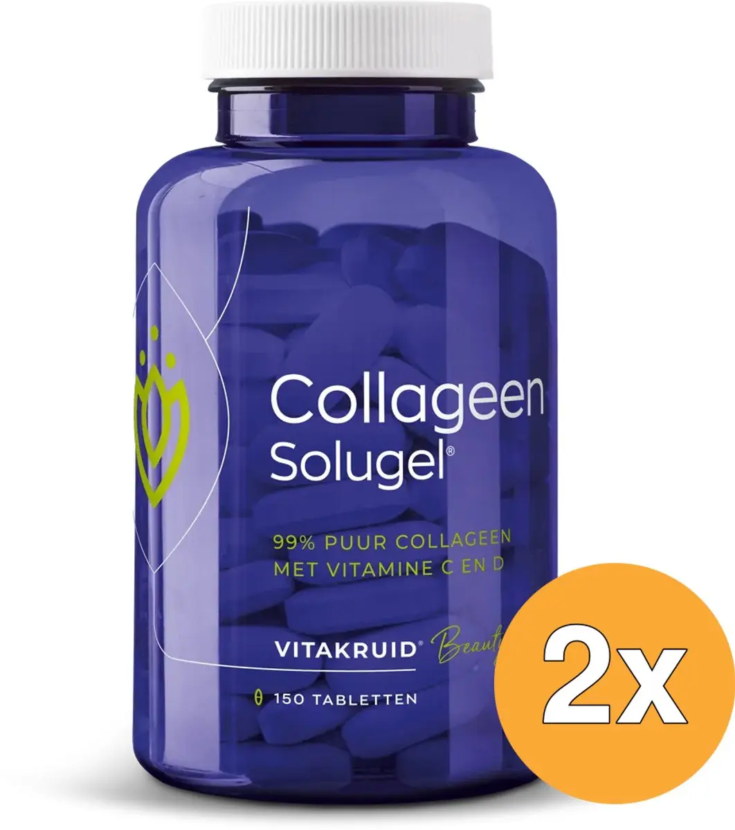 2x Vitakruid Collageen Solugel® tabletten met Vitamine C & D (150 tabletten)