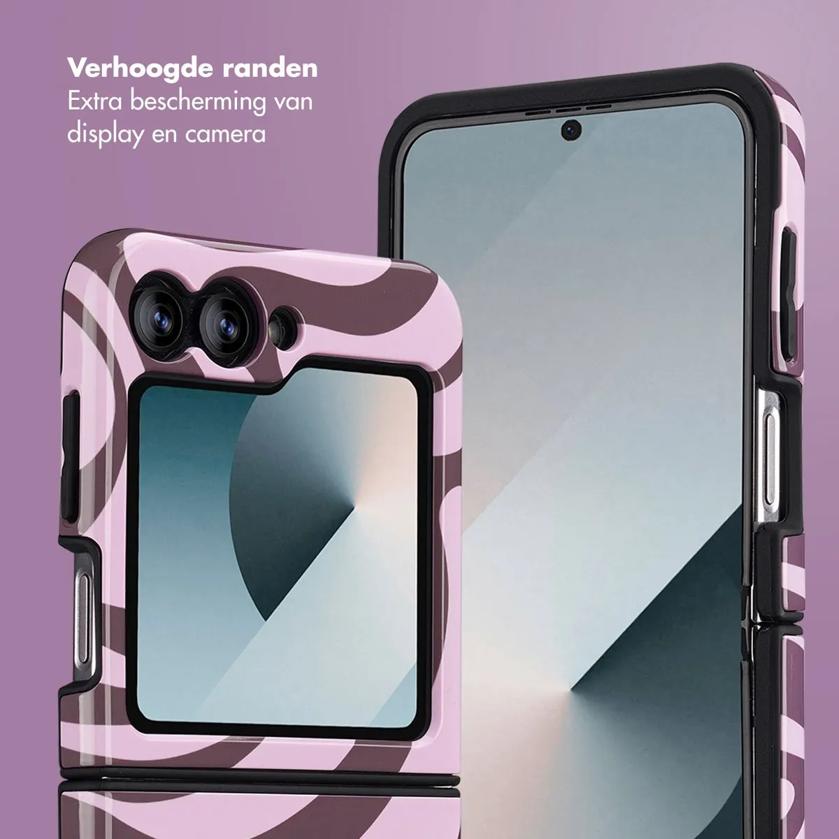 Selencia Hoesje Samsung Galaxy Z Flip 6/7 FE Wavy Swirl Pink Plum